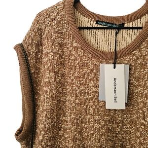 Andersson Bell Mens Elmers Vest atb866m Brown Boucle Knit Sweater Large NWT